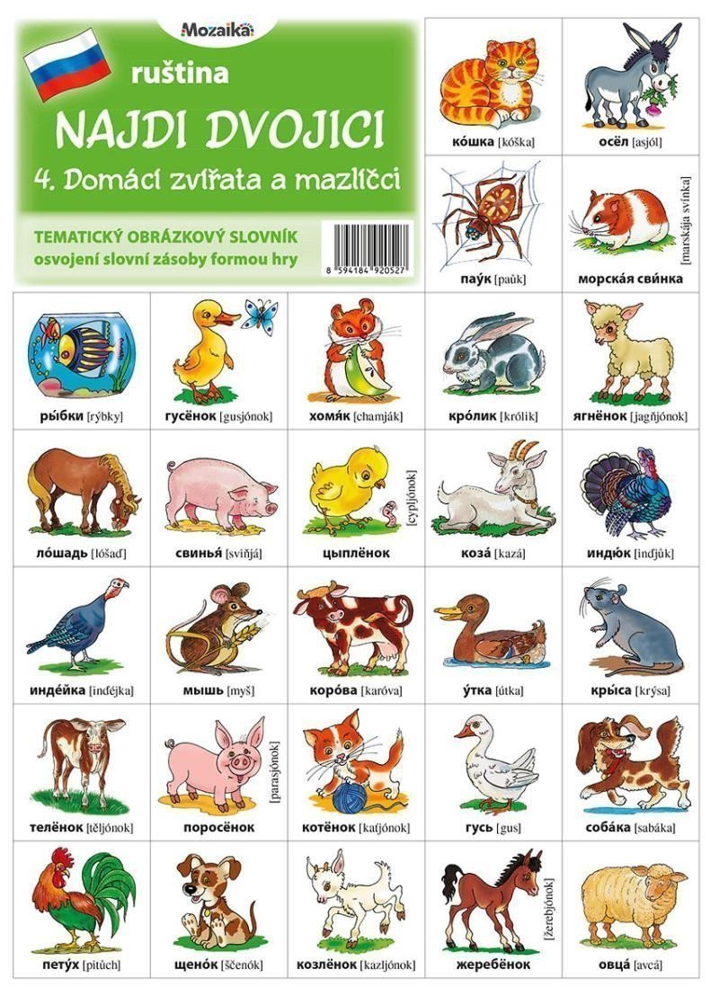Najdi dvojici - Ruština - 4 Domácí zvířata a mazlíčci