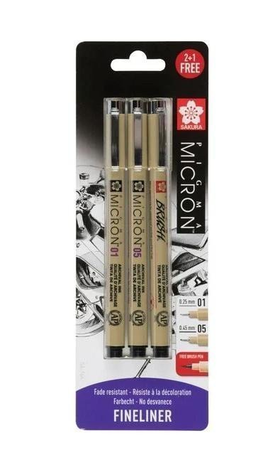 Sakura Sada Pigma Micron Black 21 Pigma Brush zdarma