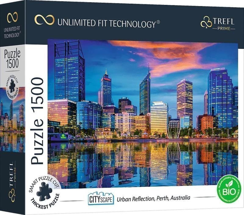 Puzzle Cityscape Odraz města Perth Austrálie 1500 dílků