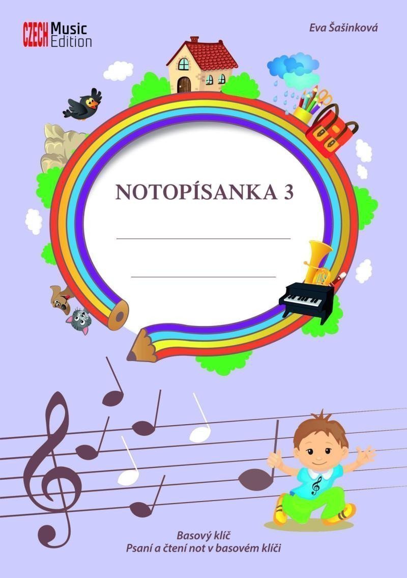 Notopísanka 3 - Basový klíč psaní a čtení not v basovém klíči – Šašinková Eva