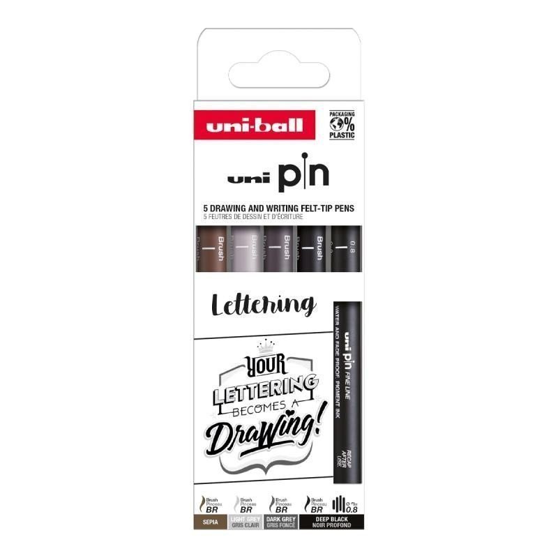 UNI PIN Creative Writing -  sada Lettering 5 ks