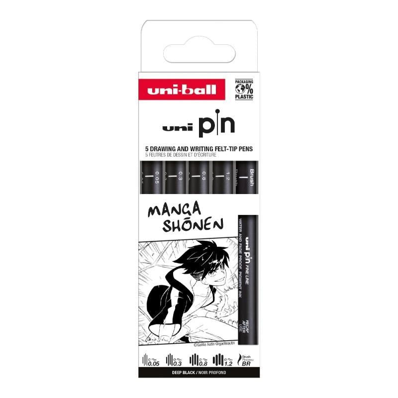 UNI PIN Drawing - sada linerů Manga Shonen 5 ks