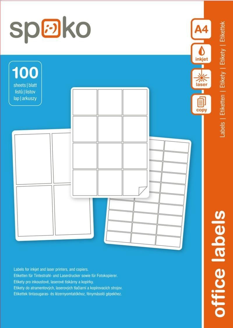 Spoko samolepicí etikety  38 x 212 mm papírA4 bílé - 6500 ks