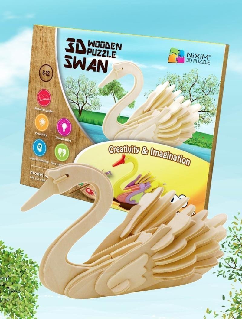 NiXiM Dřevěné 3D puzzleLabuť