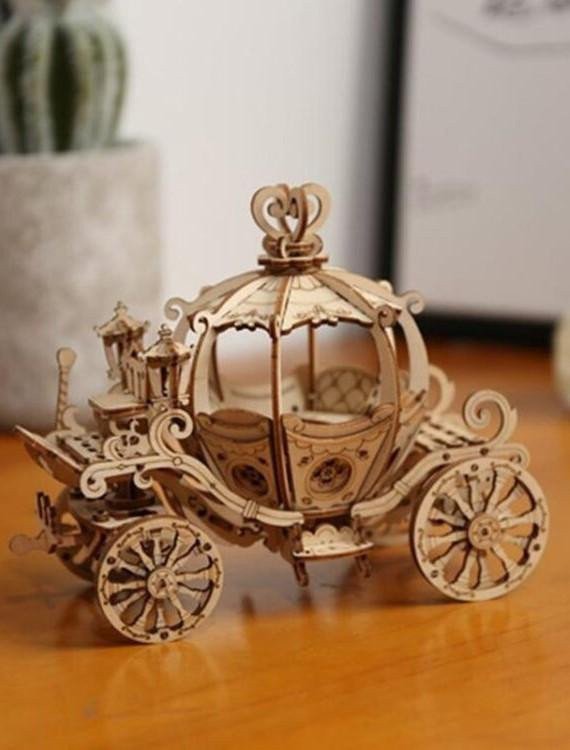NiXiM Dřevěné 3D puzzlePohádkový kočár
