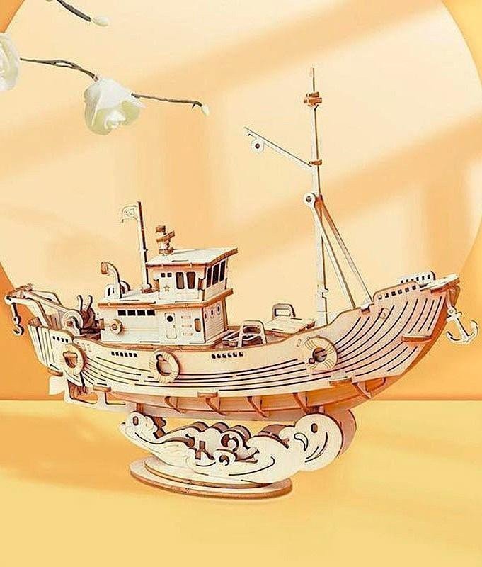NiXiM Dřevěné 3D puzzleRybářská loď