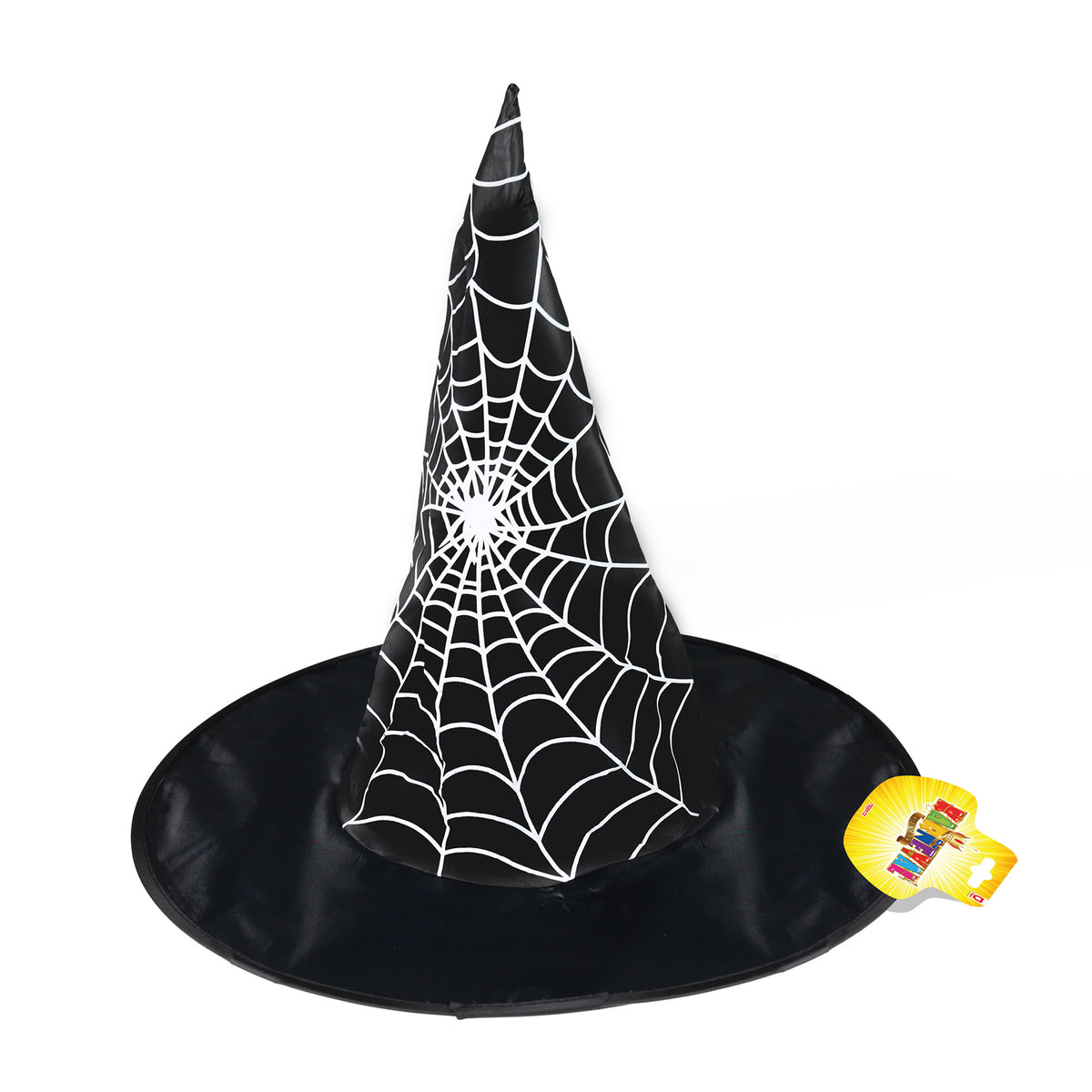 Children's hat with white spiderweb decoration