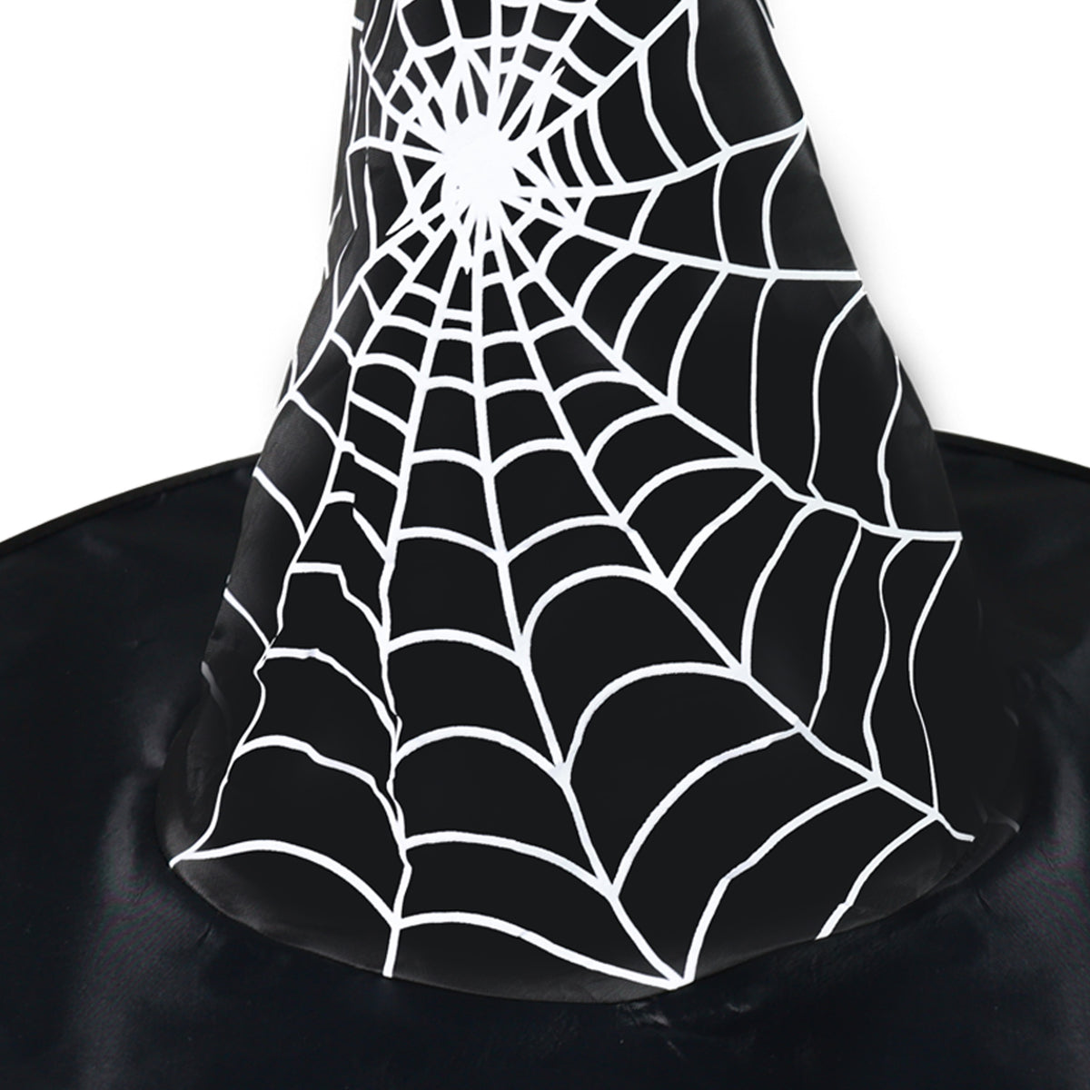 Children's hat with white spiderweb decoration