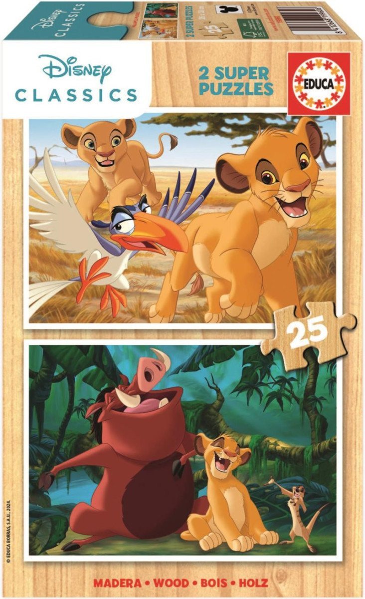 Dřevěné puzzle Lví král2x25 dílků