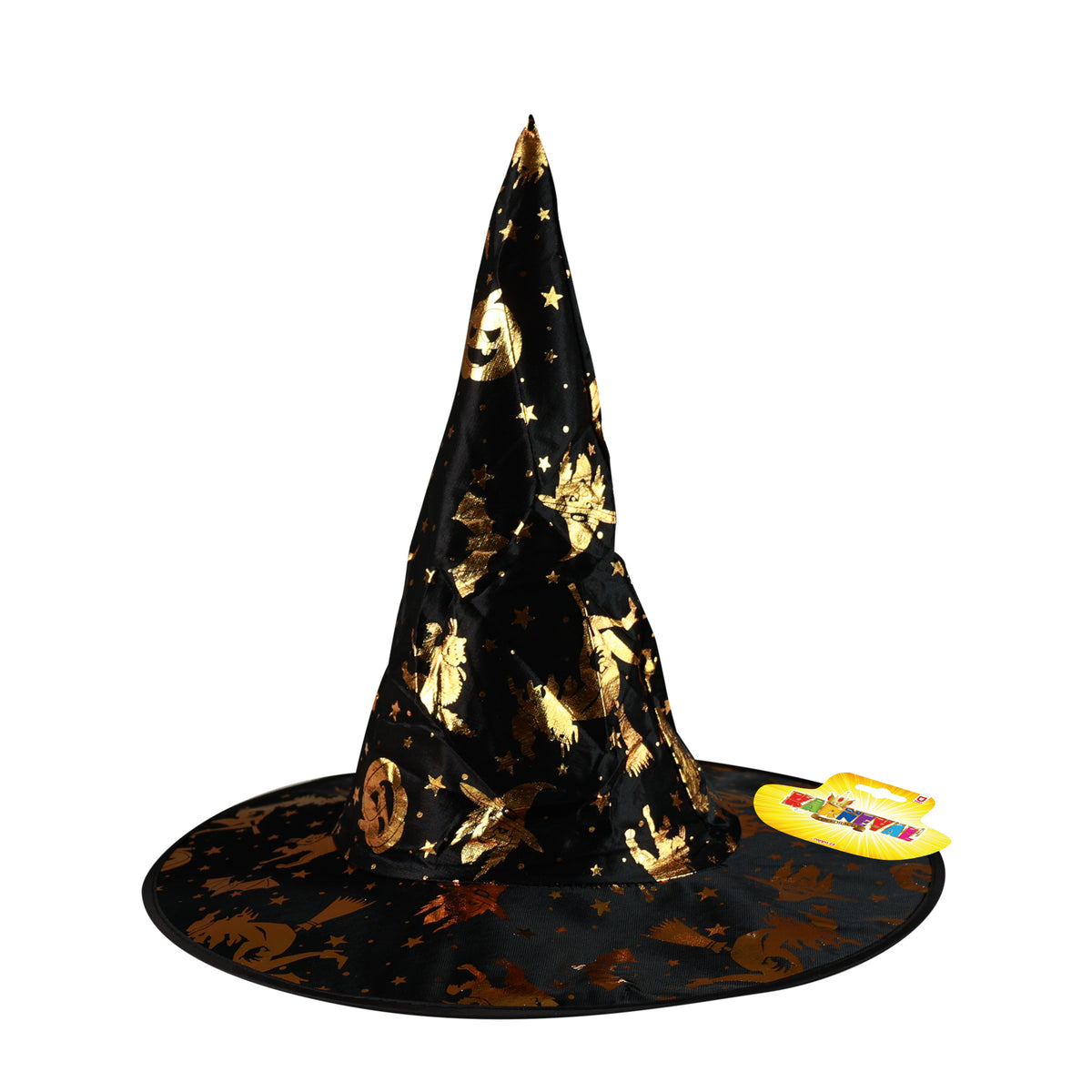 Children's witch hat with gold decorations 20 cm