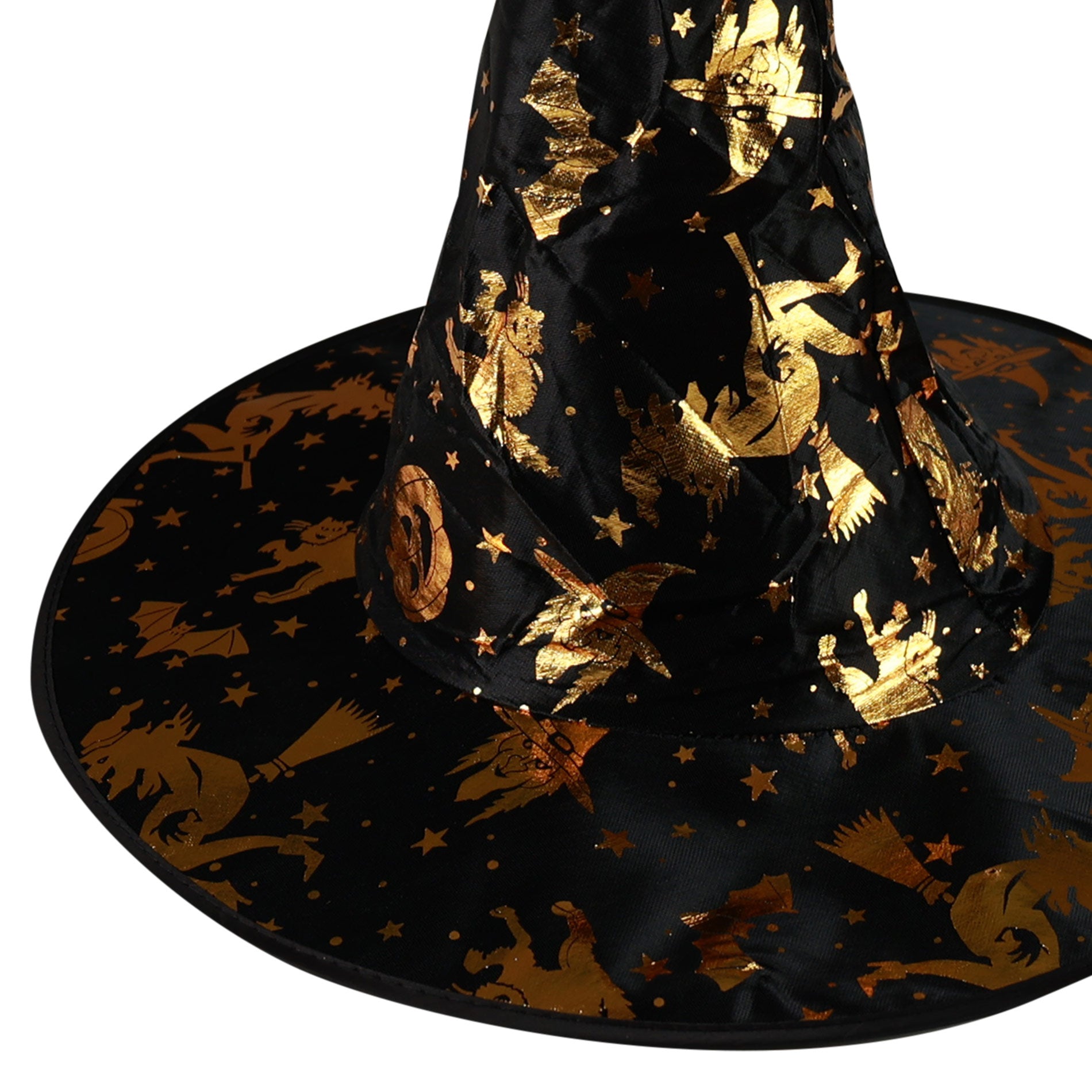 Children's witch hat with gold decorations 20 cm