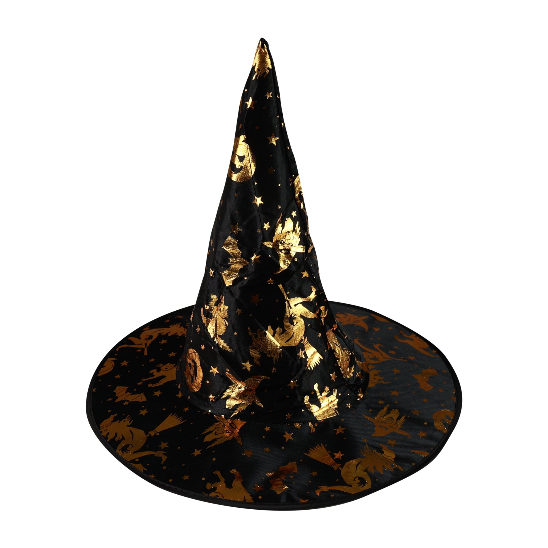 Children's witch hat with gold decorations 20 cm