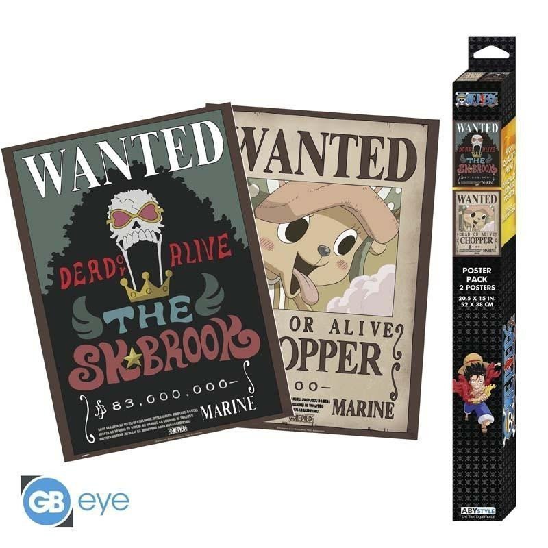 One Piece Set plakátů - Wanted Chopper  Brook 2 ks