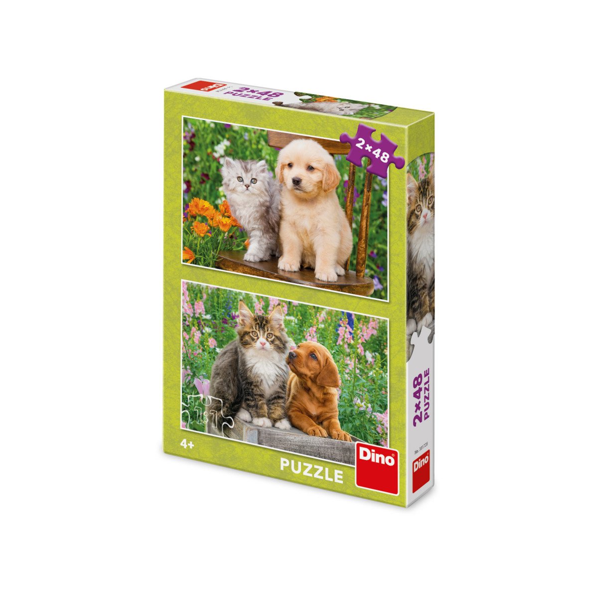 Puzzle Pejsek a kočička na zahradě 2 x 48 dílků