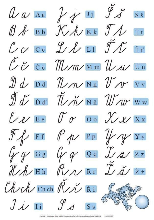 Nástěnná tabule Abeceda 1 ročník - vázané psací písmo
