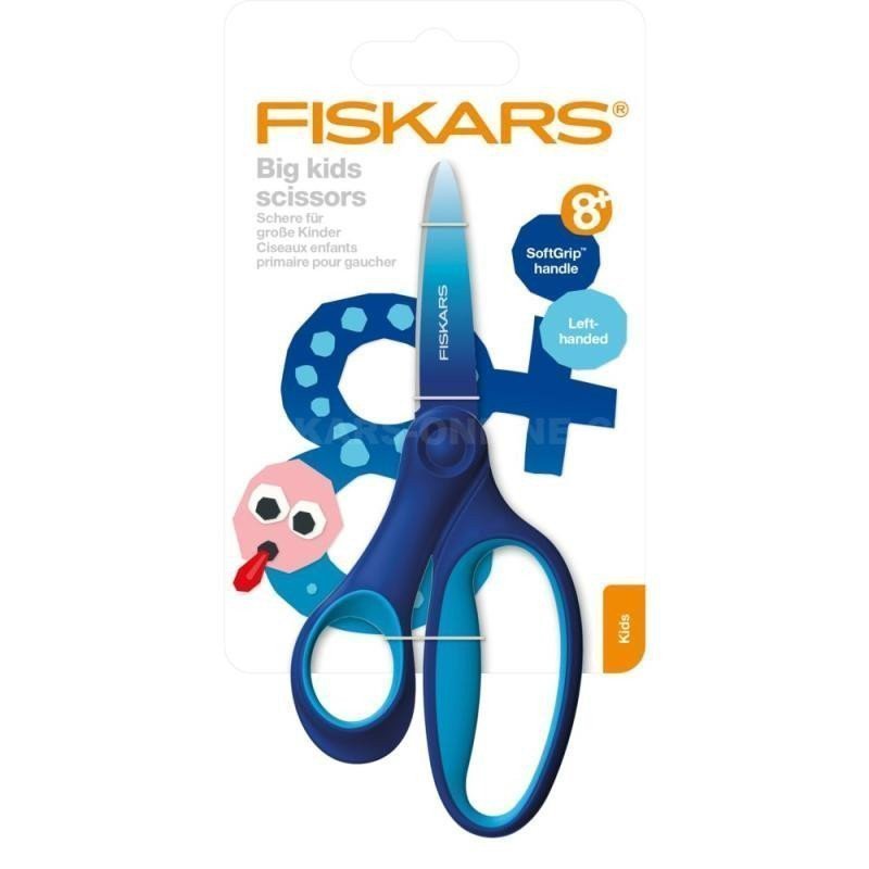 Fiskars Velké dětské nůžky 15 cm pro leváky světle a tmavě modrá