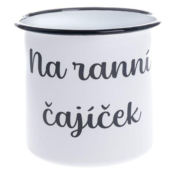 Hrnek smaltový dekorační Na ranní čajíček 1000 ml