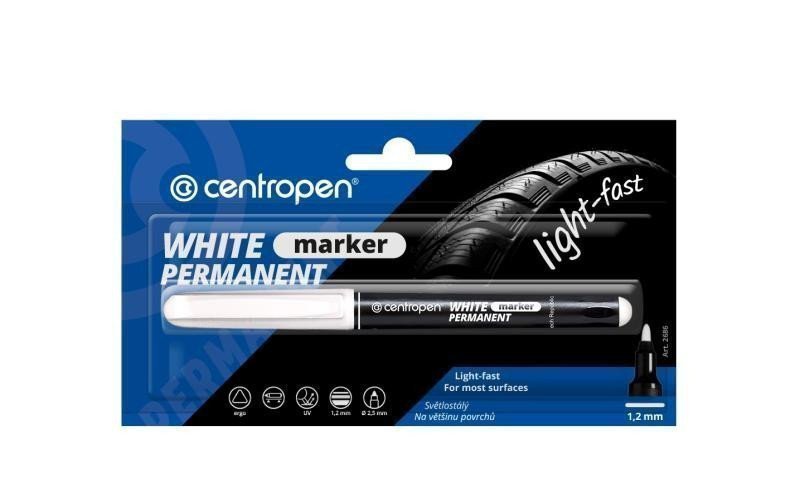 Centropen značkovač 2686 - bílý permanent