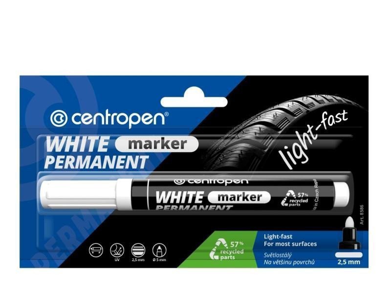 Centropen značkovač 8586 - bílý permanent