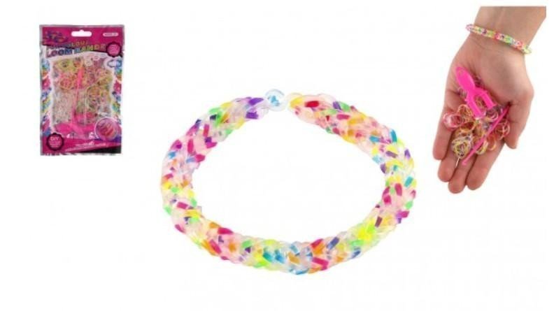 Udělej si svůj náramek - gumičky duhové 200 ks  náčiní