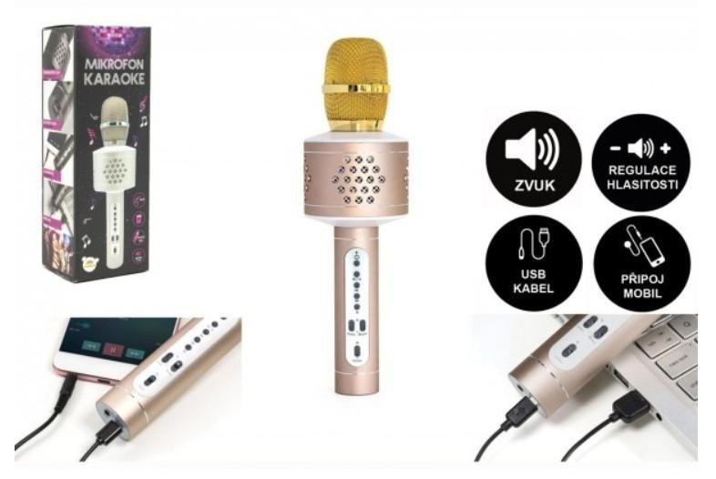 Mikrofon karaoke Bluetoothzlatý