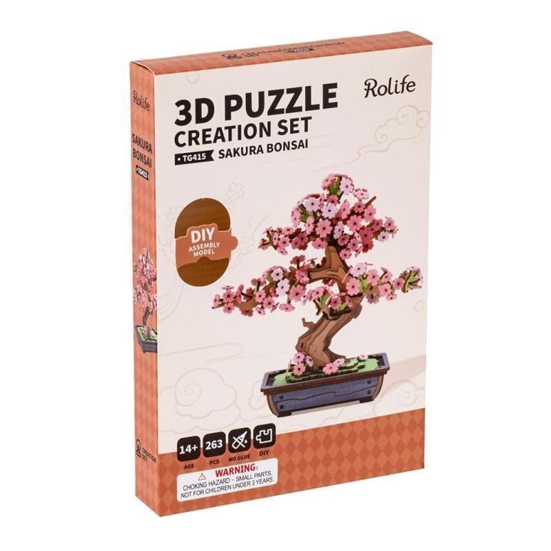 3D Dřevěná skládačka Bonsaj sakura
