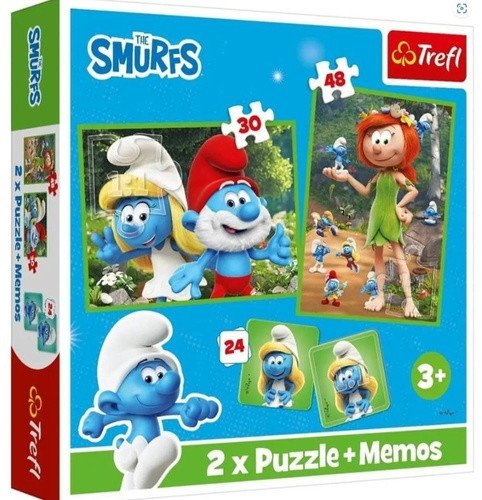 Sada 3v1 Šmoulové 2x puzzle  pexeso