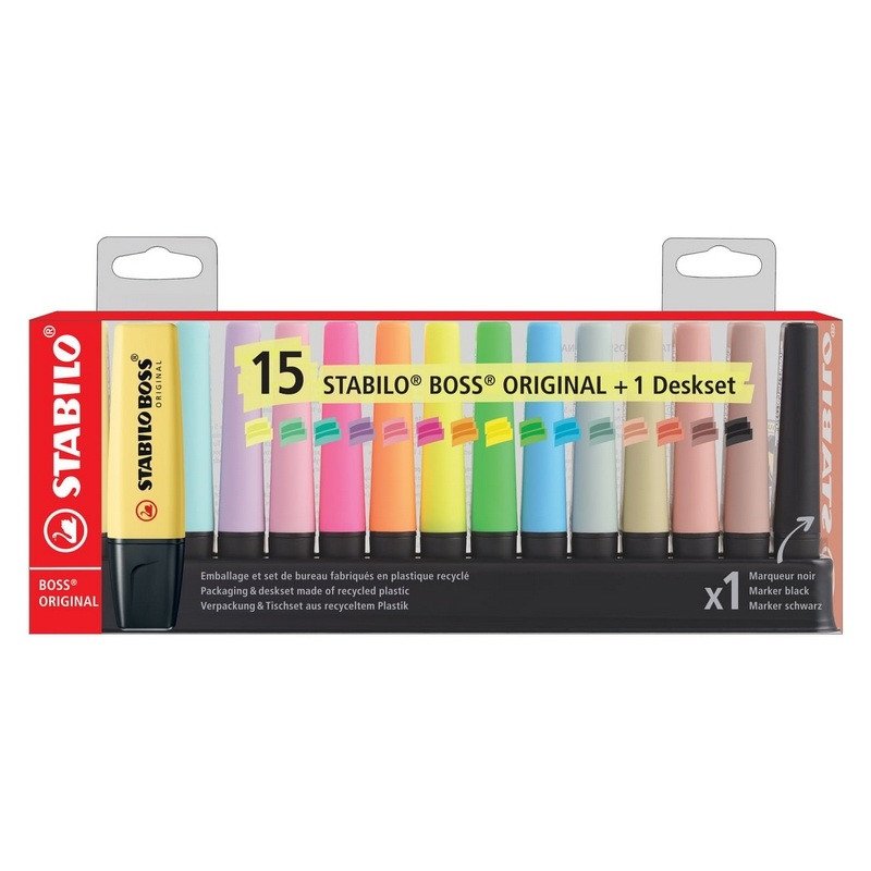 Zvýrazňovač STABILO BOSS ORIGINAL deskset - 15 ks