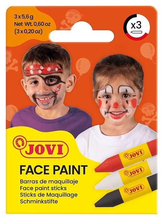 JOVI obličejové tužky 3x56g - červená bílá a černá