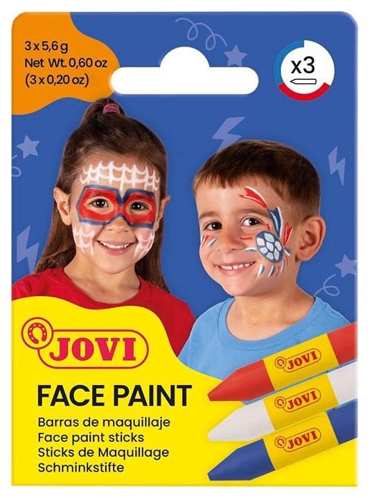 JOVI obličejové tužky 3x56g - bílá červená a modrá