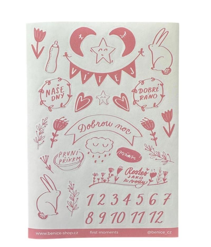 Be Nice Samolepky k fotoalbu First Moments růžové