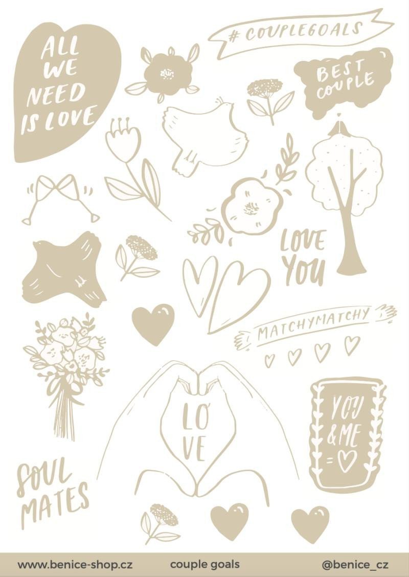 Be Nice Samolepky k fotoalbu Couple Goals béžové