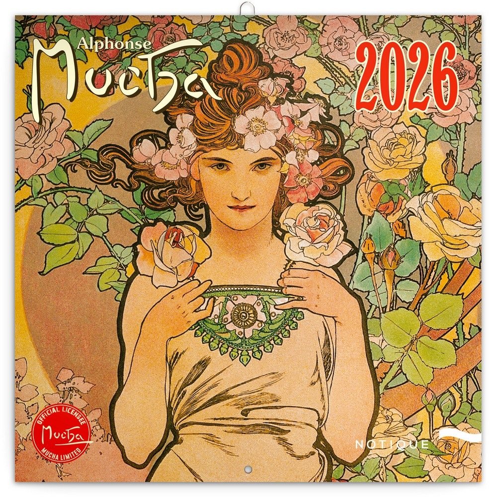 Kalendář 2026 poznámkový Alfons Mucha 30 x 30 cm
