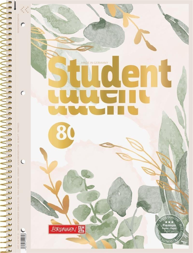 Brunnen student blok eukalyptus A4 - linka 80 listů