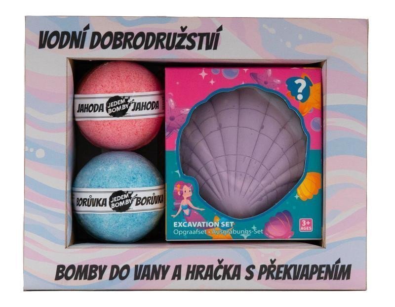 Kosmetická sada pro děti 2x šumivá bomba hračka - sádrová mořská mušle