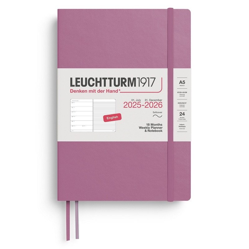 Weekly Planner  Notebook 2026 Medium A5 18 Months Dusty Rose