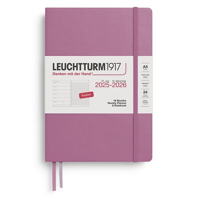 Weekly Planner  Notebook 2026 Medium A5 18 Months Dusty Rose