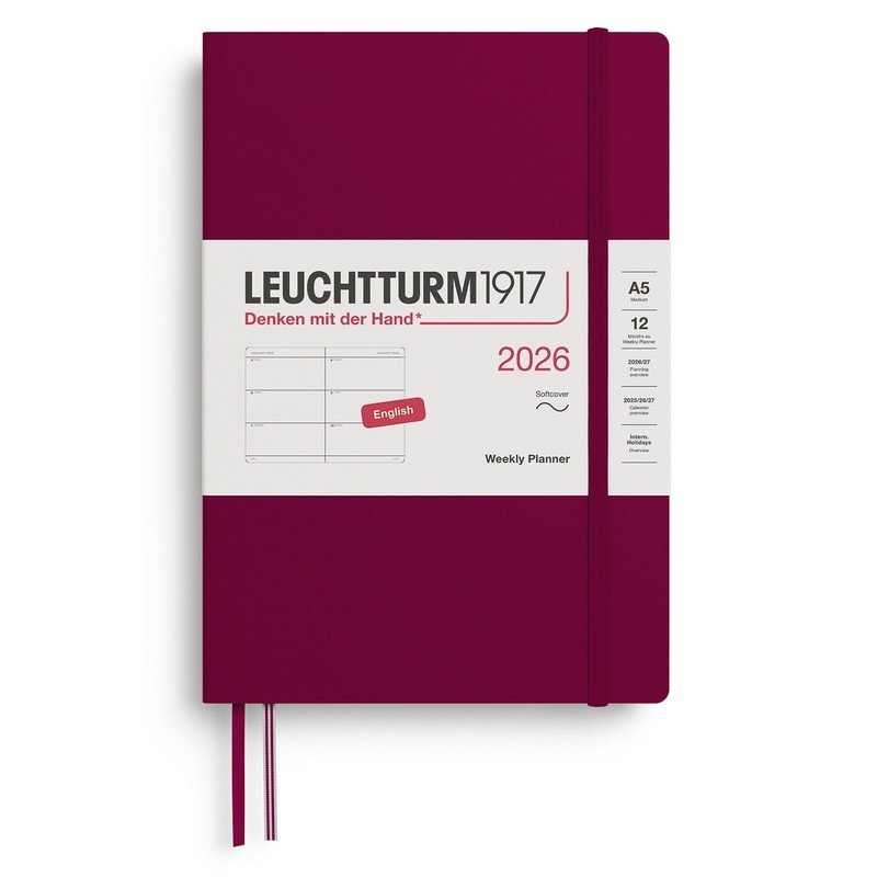 Weekly Planner 2026 Medium A5 Port Red
