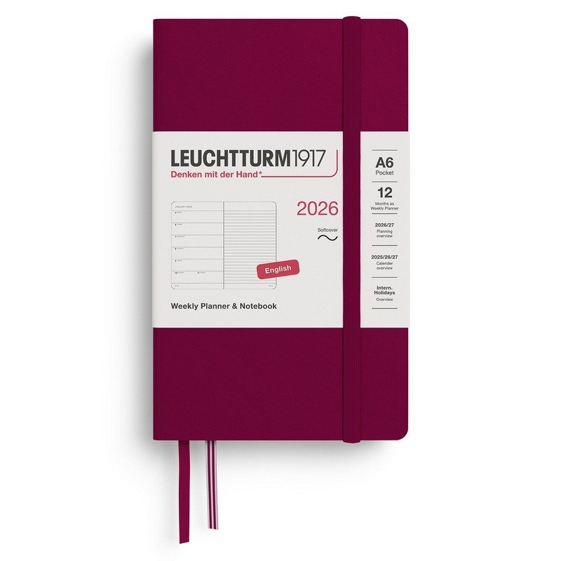 Weekly Planner  Notebook 2026 Pocket A6 Port Red