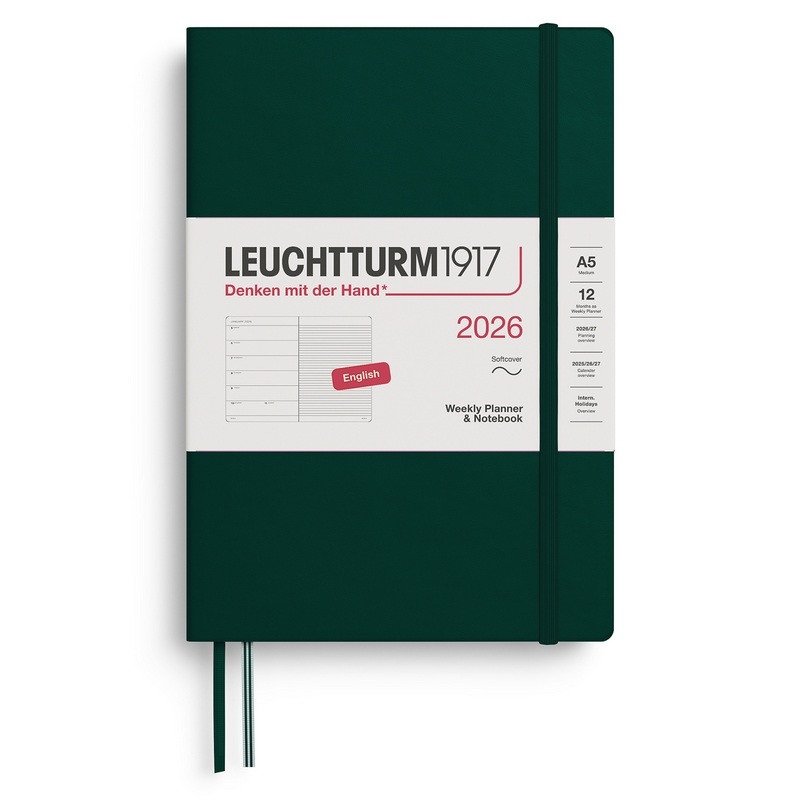 Weekly Planner  Notebook 2026 Medium A5 Forest Green