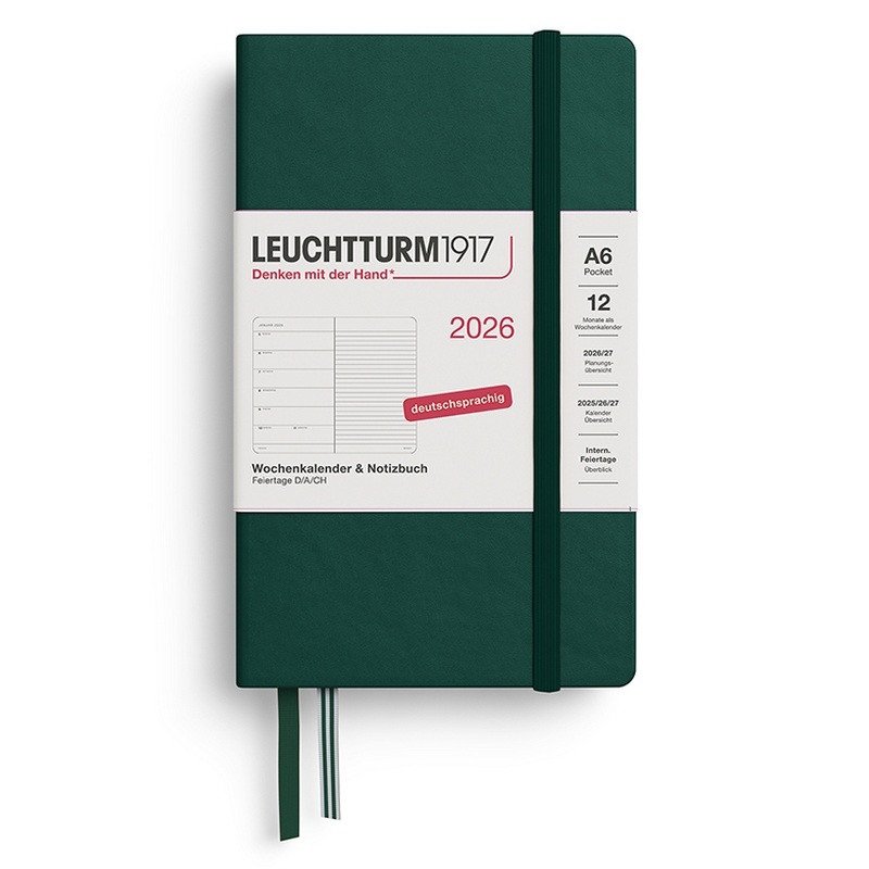 Weekly Planner  Notebook 2026 Pocket A6 Forest Green
