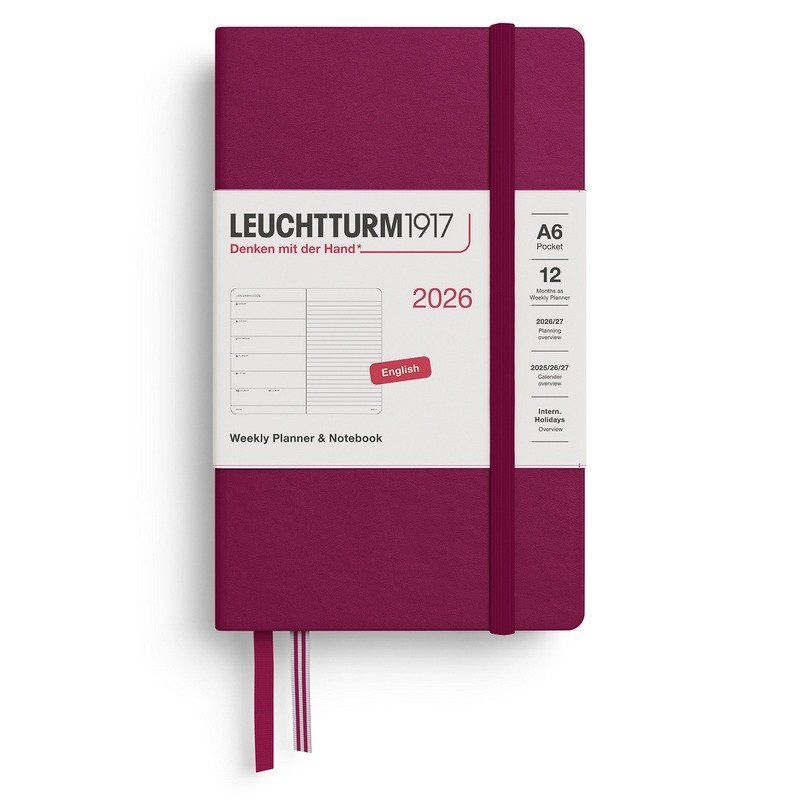 Weekly Planner  Notebook 2026 Pocket A6 Port Red