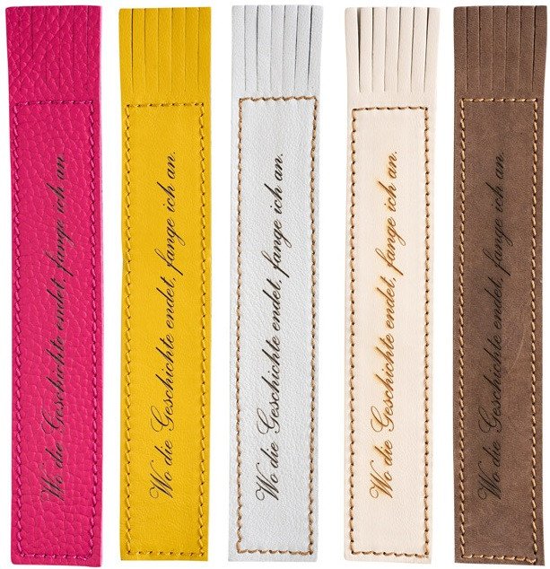 Kožená záložka se střapci Wo die Geschichte endet fange ich an