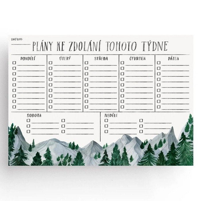 Týdenní plánovač Plány ke zdolání