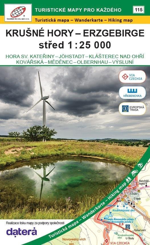 Krušné hory - Erzgebirge střed 1  25 000 Hora Sv Kateřiny Jöhstadt Klášterec nad Ohří Kovářská Měděnec Olbernhau Výsluní  115 Turistické mapy pro každého
