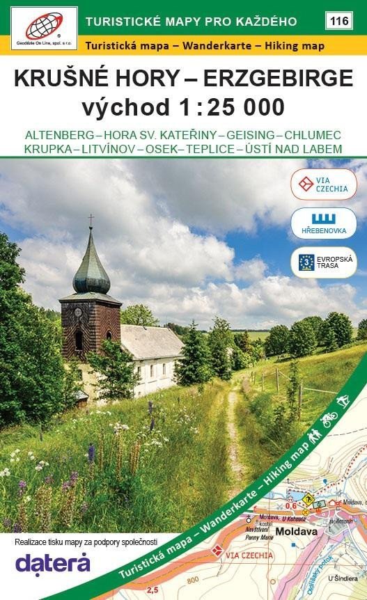 Krušné hory - Erzgebirge východ 125 000 Altenberg Hora Sv Kateřiny Geising Chlumec Krupka Litvínov Osek Teplice Ústí nad Labem  116 Turistické mapy pro každého