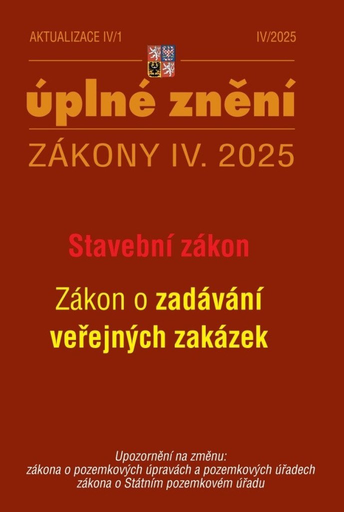 Aktualizace IV1 2025 Stavební zákon o zadávání veřejných zakázek