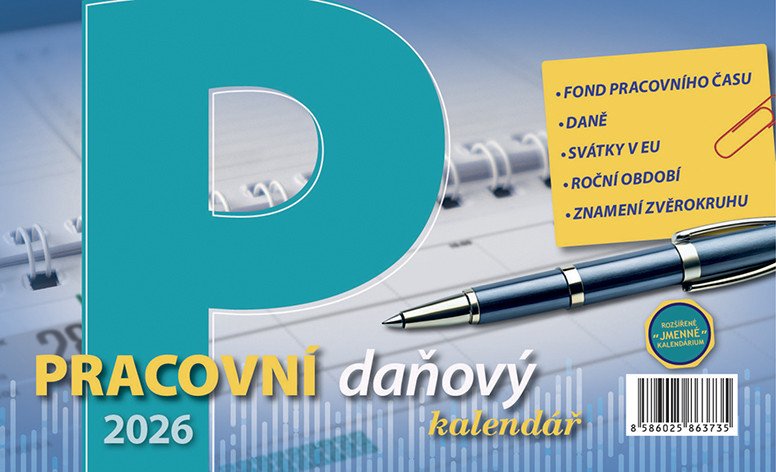 Kalendář 2026 Pracovní daňový stolní 23 x 14 cm