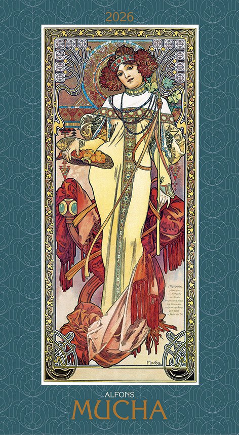 Kalendář 2026 Alfons Mucha nástěnný 33 x 60 cm