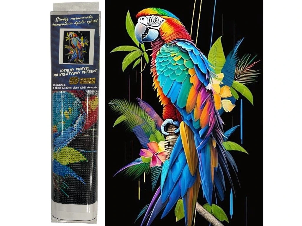 Diamantový obrázek - Papoušek Ara duhový 30 x 40 cm